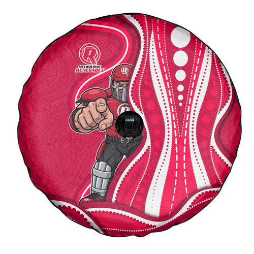 Melbourne Renegades Spare Tire Cover Aboriginal Dot Art Red White - Tribal Wave Pattern