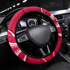 Melbourne Renegades Steering Wheel Cover Aboriginal Dot Art Red White - Tribal Wave Pattern