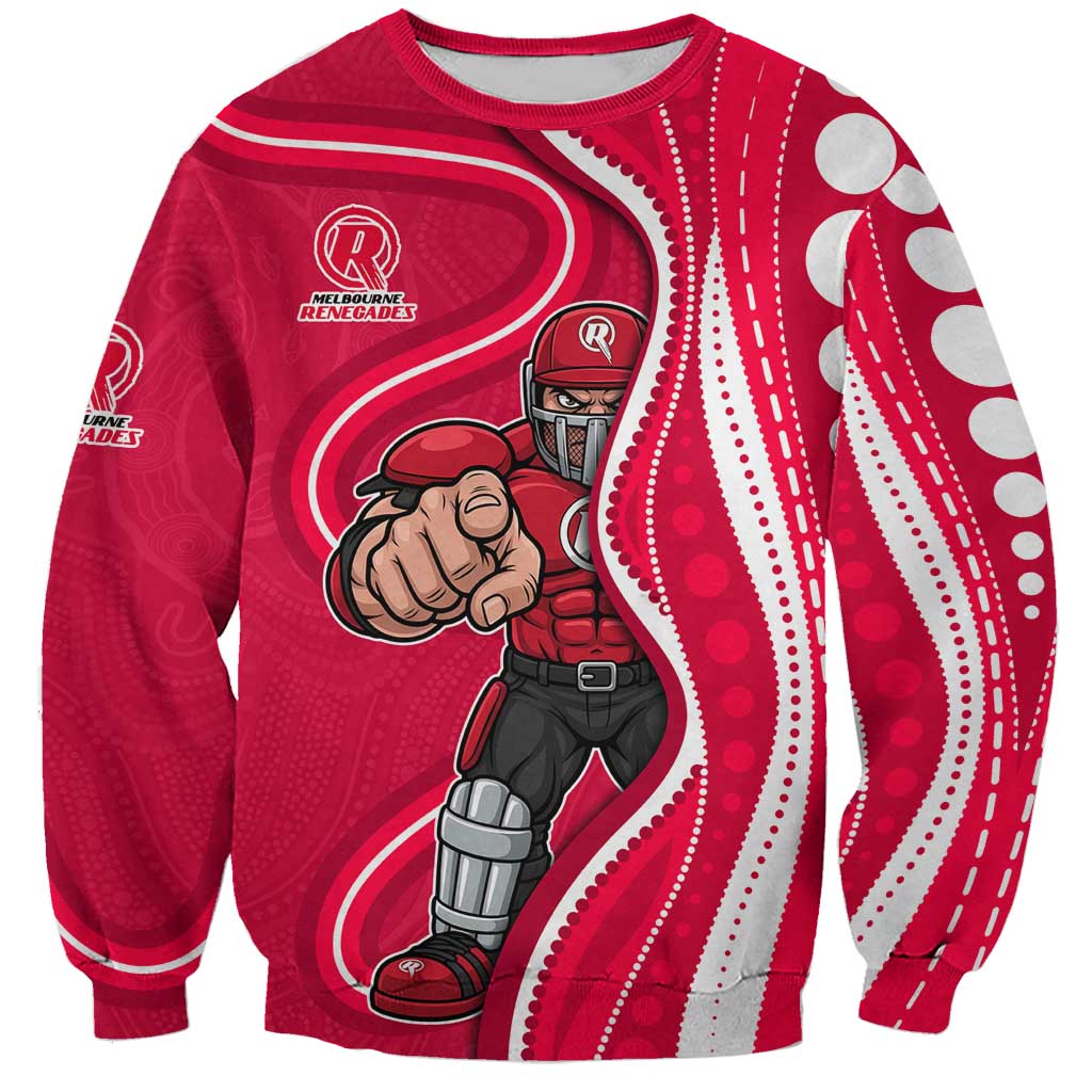 Melbourne Renegades Sweatshirt Aboriginal Dot Art Red White - Tribal Wave Pattern