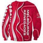 Melbourne Renegades Sweatshirt Aboriginal Dot Art Red White - Tribal Wave Pattern