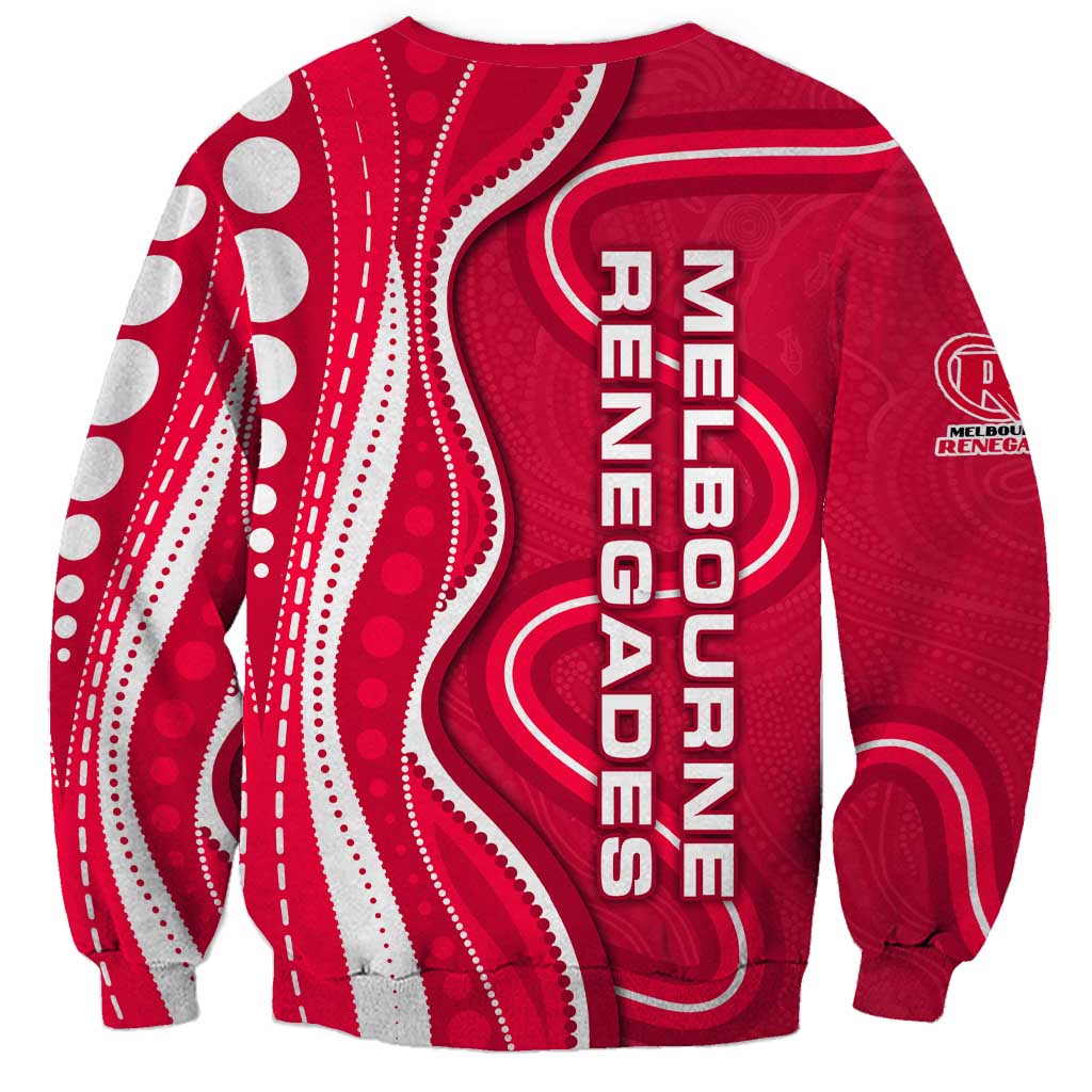 Melbourne Renegades Sweatshirt Aboriginal Dot Art Red White - Tribal Wave Pattern