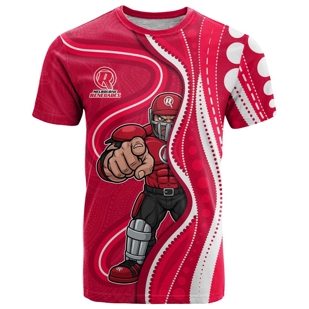 Melbourne Renegades T Shirt Aboriginal Dot Art Red White - Tribal Wave Pattern