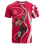Melbourne Renegades T Shirt Aboriginal Dot Art Red White - Tribal Wave Pattern