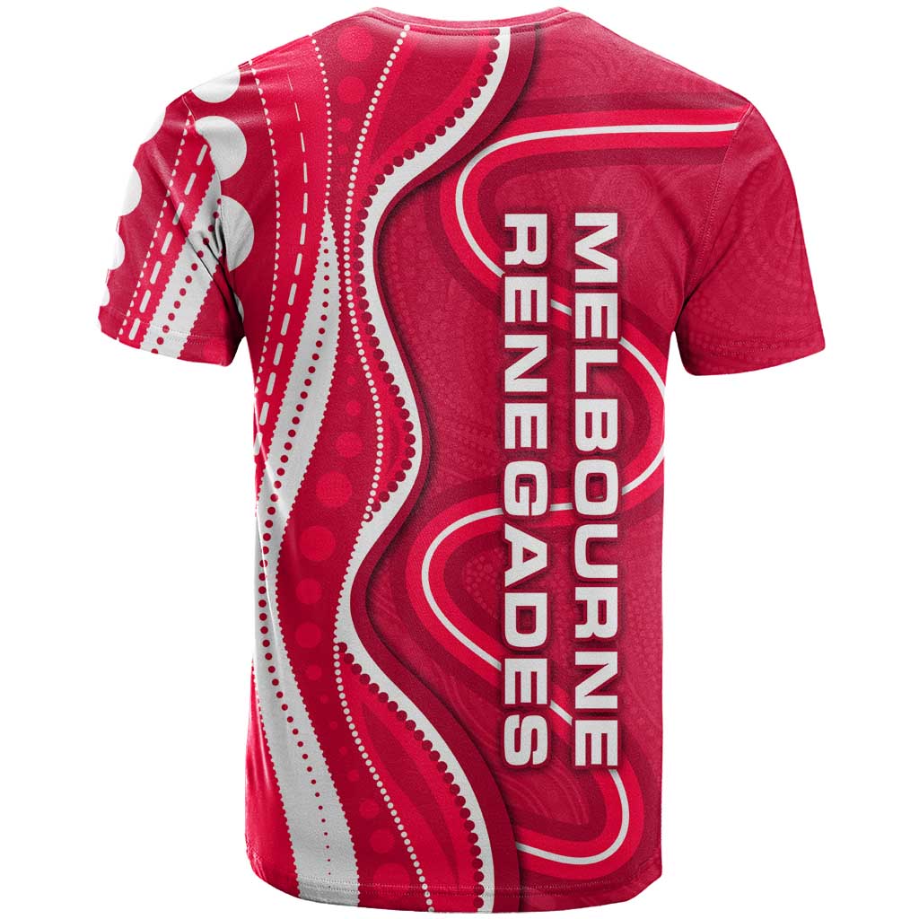 Melbourne Renegades T Shirt Aboriginal Dot Art Red White - Tribal Wave Pattern