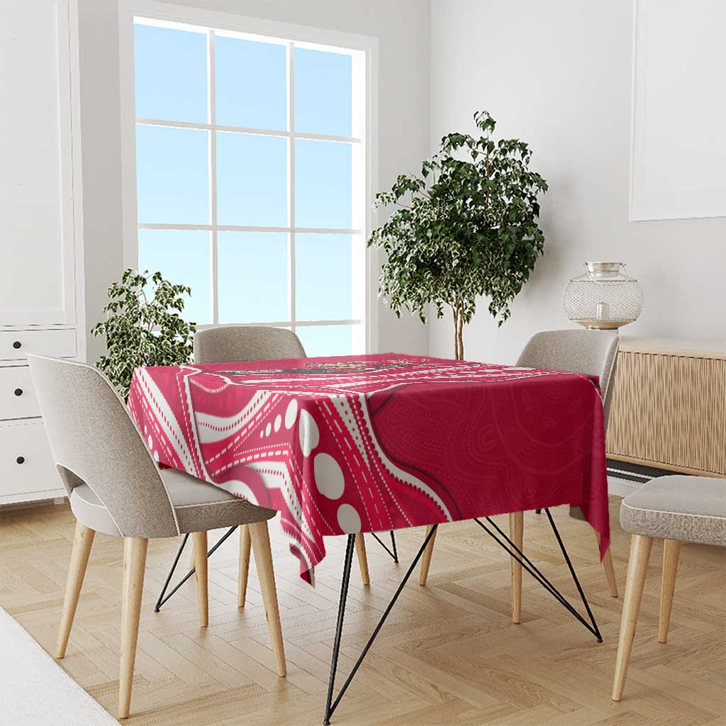 Melbourne Renegades Tablecloth Aboriginal Dot Art Red White - Tribal Wave Pattern