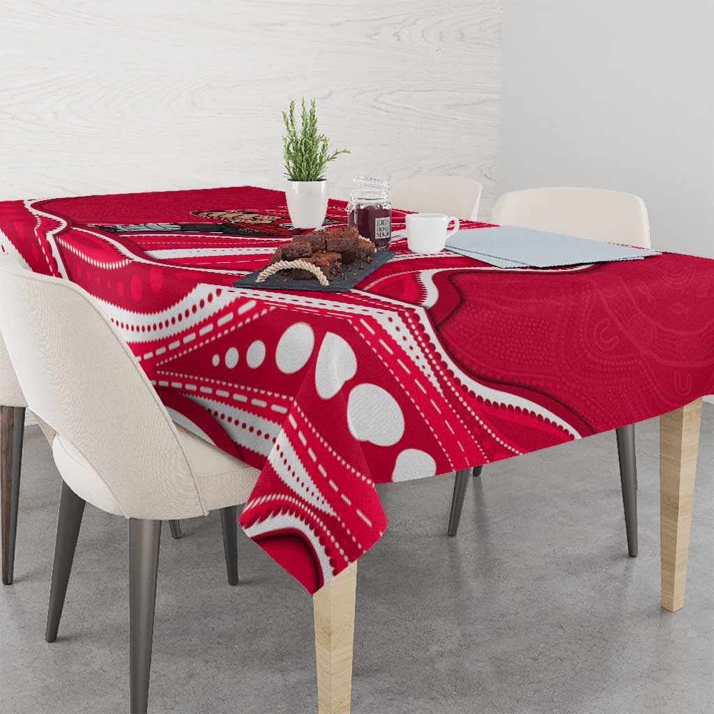 Melbourne Renegades Tablecloth Aboriginal Dot Art Red White - Tribal Wave Pattern