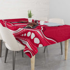 Melbourne Renegades Tablecloth Aboriginal Dot Art Red White - Tribal Wave Pattern