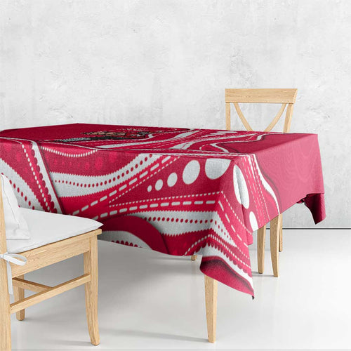 Melbourne Renegades Tablecloth Aboriginal Dot Art Red White - Tribal Wave Pattern