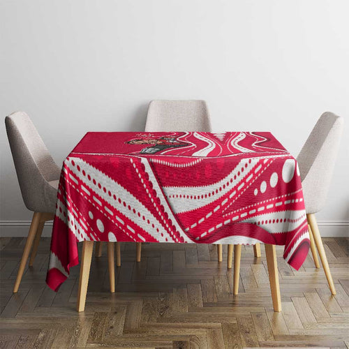 Melbourne Renegades Tablecloth Aboriginal Dot Art Red White - Tribal Wave Pattern