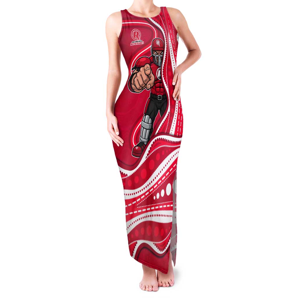 Melbourne Renegades Tank Maxi Dress Aboriginal Dot Art Red White - Tribal Wave Pattern