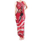 Melbourne Renegades Tank Maxi Dress Aboriginal Dot Art Red White - Tribal Wave Pattern
