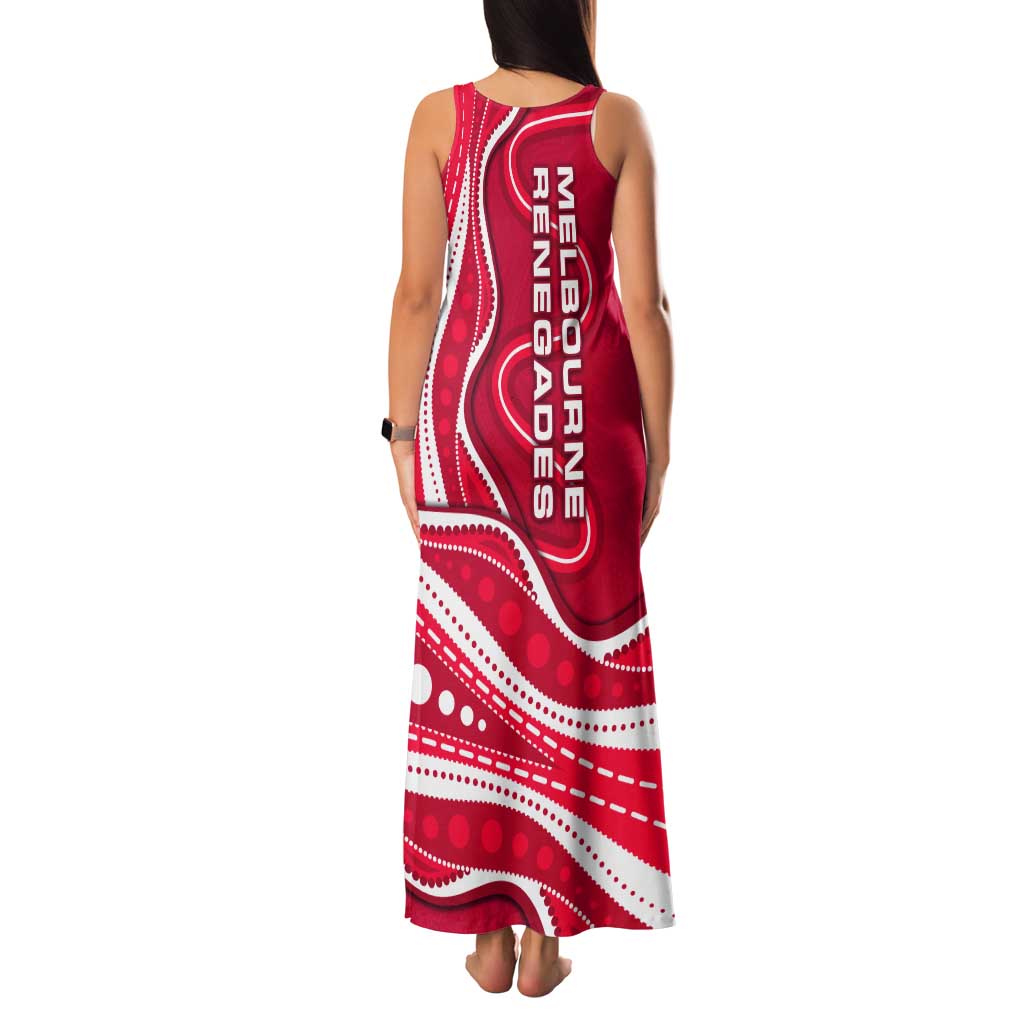 Melbourne Renegades Tank Maxi Dress Aboriginal Dot Art Red White - Tribal Wave Pattern