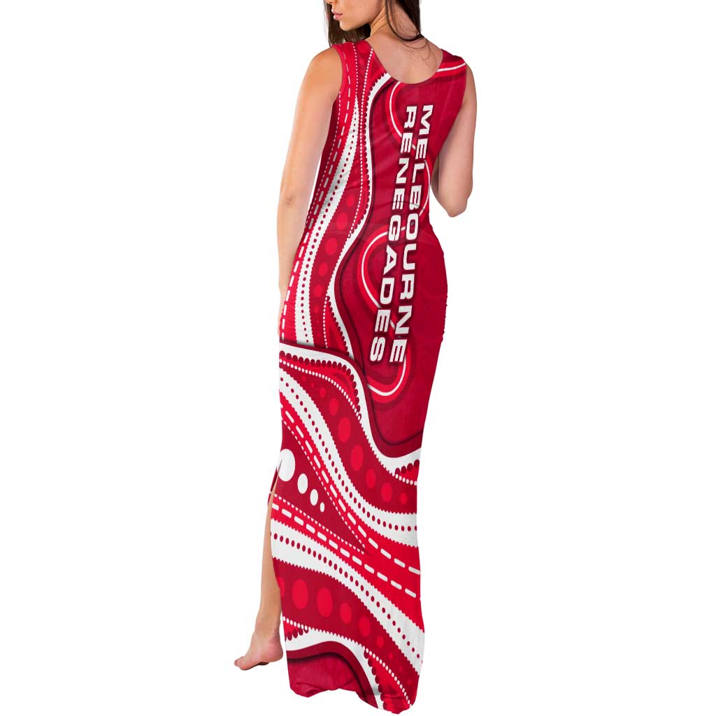 Melbourne Renegades Tank Maxi Dress Aboriginal Dot Art Red White - Tribal Wave Pattern