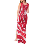 Melbourne Renegades Tank Maxi Dress Aboriginal Dot Art Red White - Tribal Wave Pattern