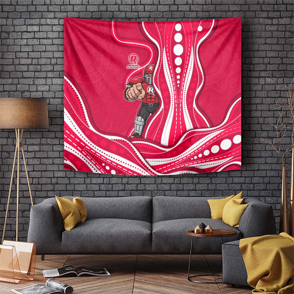Melbourne Renegades Tapestry Aboriginal Dot Art Red White - Tribal Wave Pattern