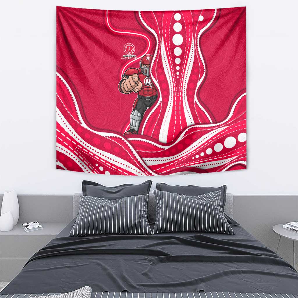 Melbourne Renegades Tapestry Aboriginal Dot Art Red White - Tribal Wave Pattern