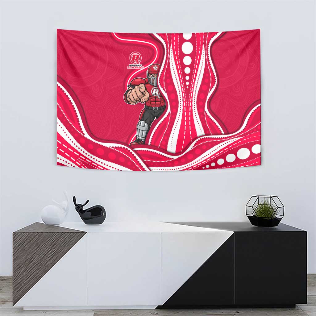 Melbourne Renegades Tapestry Aboriginal Dot Art Red White - Tribal Wave Pattern