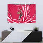 Melbourne Renegades Tapestry Aboriginal Dot Art Red White - Tribal Wave Pattern