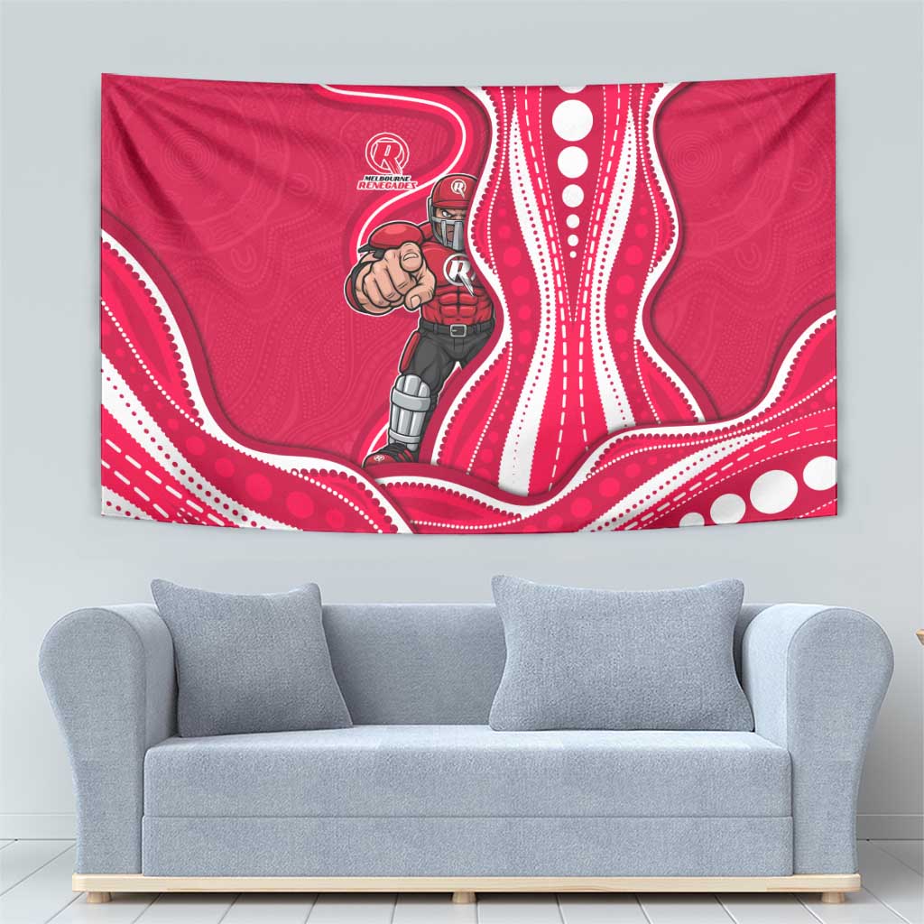 Melbourne Renegades Tapestry Aboriginal Dot Art Red White - Tribal Wave Pattern