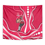 Melbourne Renegades Tapestry Aboriginal Dot Art Red White - Tribal Wave Pattern