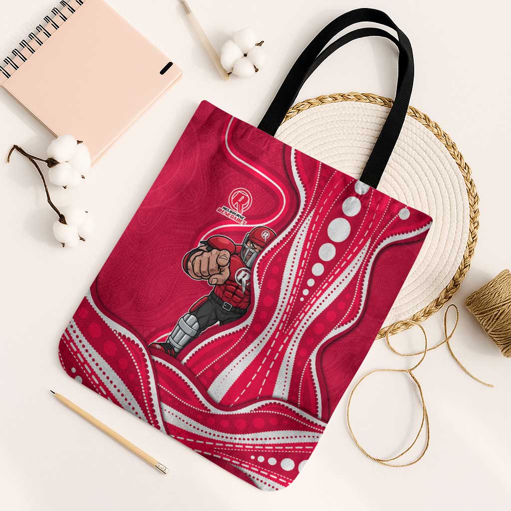 Melbourne Renegades Tote Bag Aboriginal Dot Art Red White - Tribal Wave Pattern