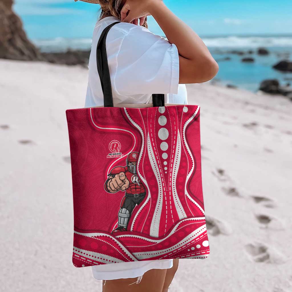 Melbourne Renegades Tote Bag Aboriginal Dot Art Red White - Tribal Wave Pattern