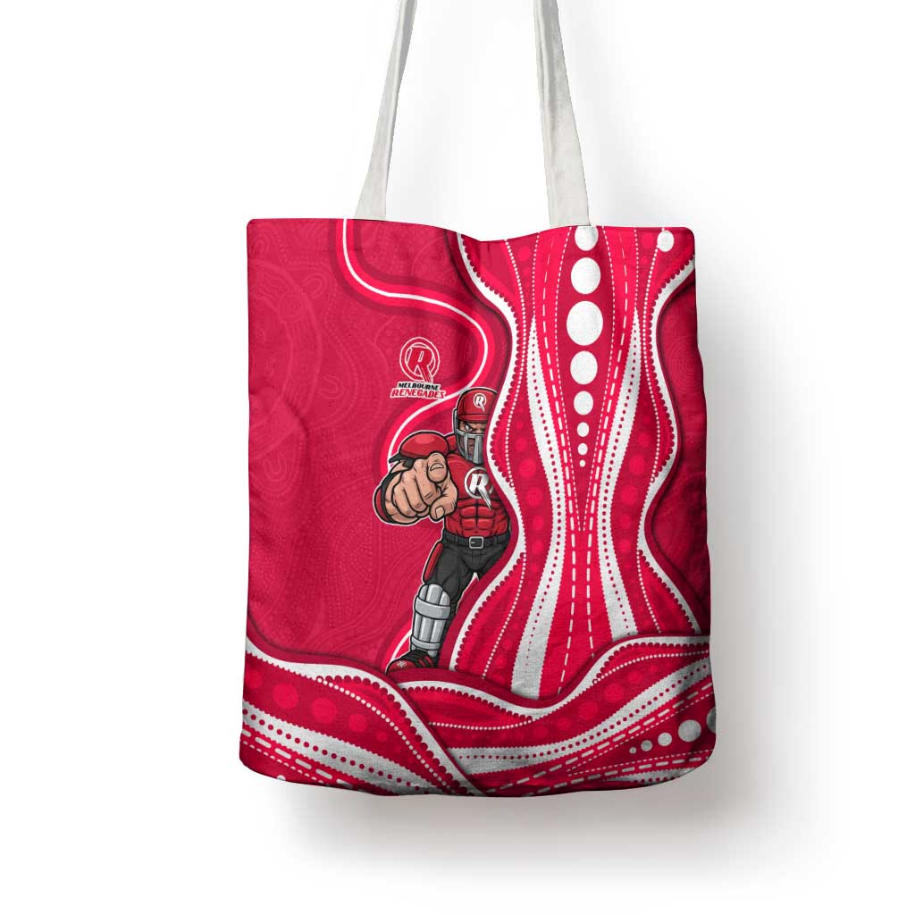 Melbourne Renegades Tote Bag Aboriginal Dot Art Red White - Tribal Wave Pattern