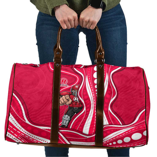 Melbourne Renegades Travel Bag Aboriginal Dot Art Red White - Tribal Wave Pattern