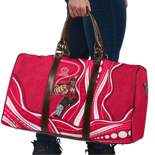 Melbourne Renegades Travel Bag Aboriginal Dot Art Red White - Tribal Wave Pattern