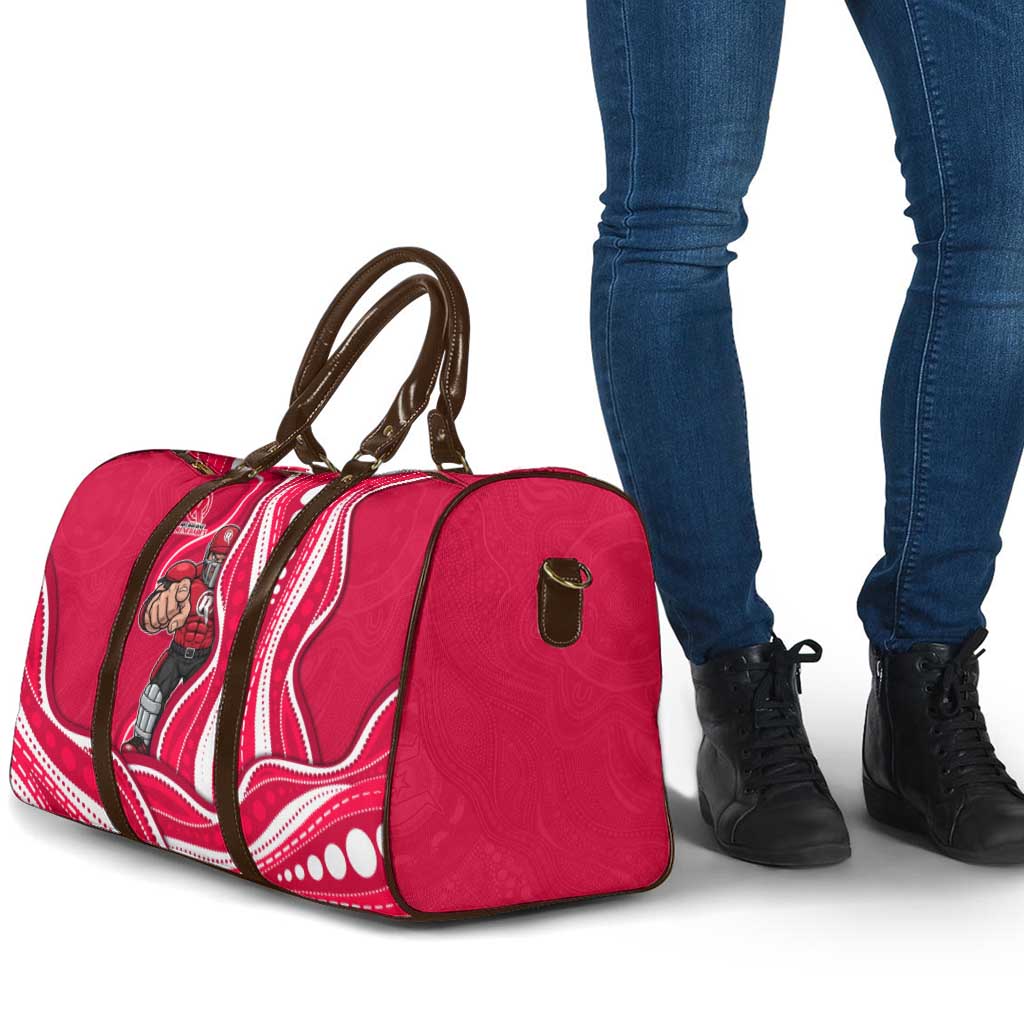 Melbourne Renegades Travel Bag Aboriginal Dot Art Red White - Tribal Wave Pattern