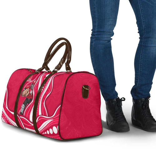 Melbourne Renegades Travel Bag Aboriginal Dot Art Red White - Tribal Wave Pattern