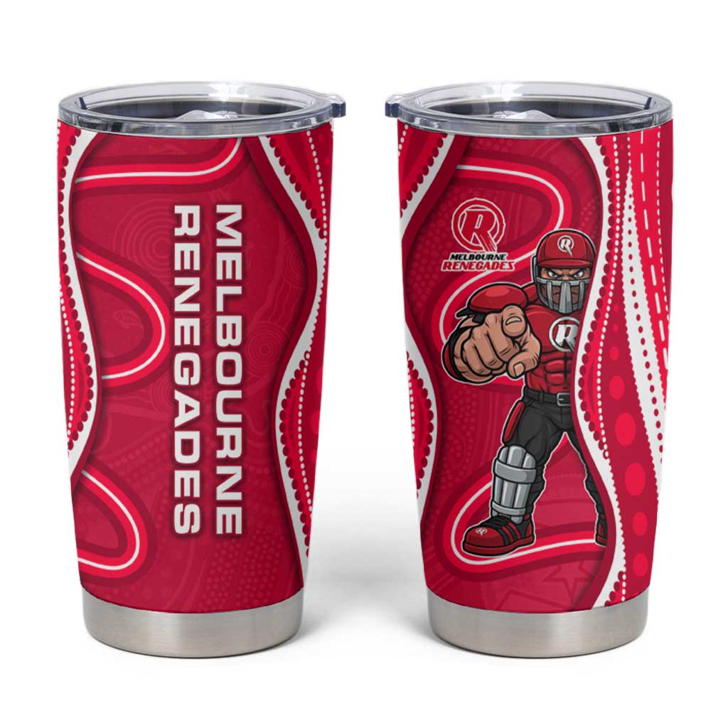 Melbourne Renegades Tumbler Cup Aboriginal Dot Art Red White - Tribal Wave Pattern