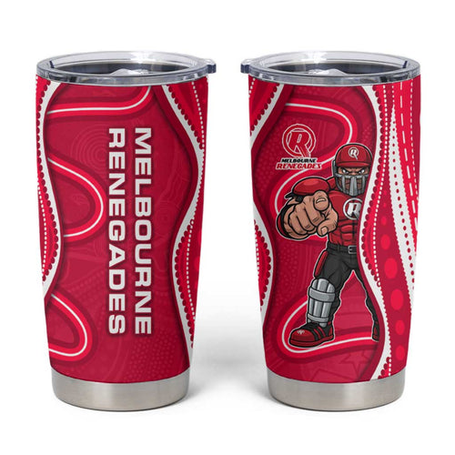Melbourne Renegades Tumbler Cup Aboriginal Dot Art Red White - Tribal Wave Pattern