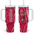 Melbourne Renegades Tumbler With Handle Aboriginal Dot Art Red White - Tribal Wave Pattern