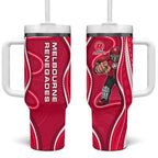 Melbourne Renegades Tumbler With Handle Aboriginal Dot Art Red White - Tribal Wave Pattern