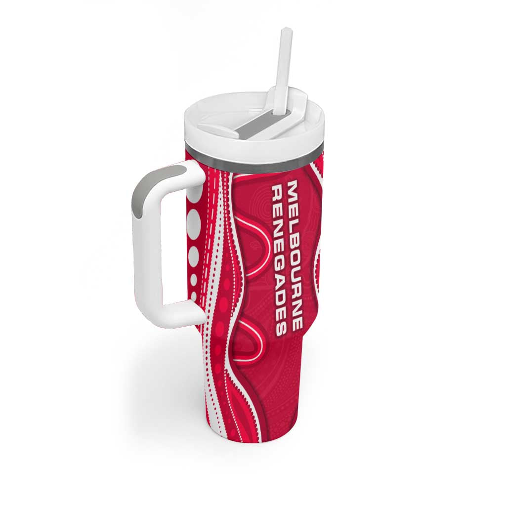 Melbourne Renegades Tumbler With Handle Aboriginal Dot Art Red White - Tribal Wave Pattern