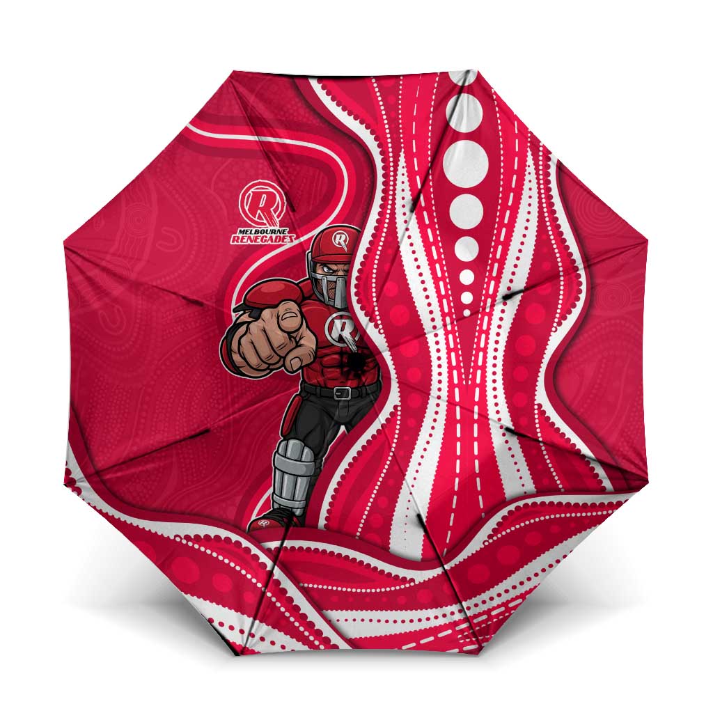 Melbourne Renegades Umbrella Aboriginal Dot Art Red White - Tribal Wave Pattern