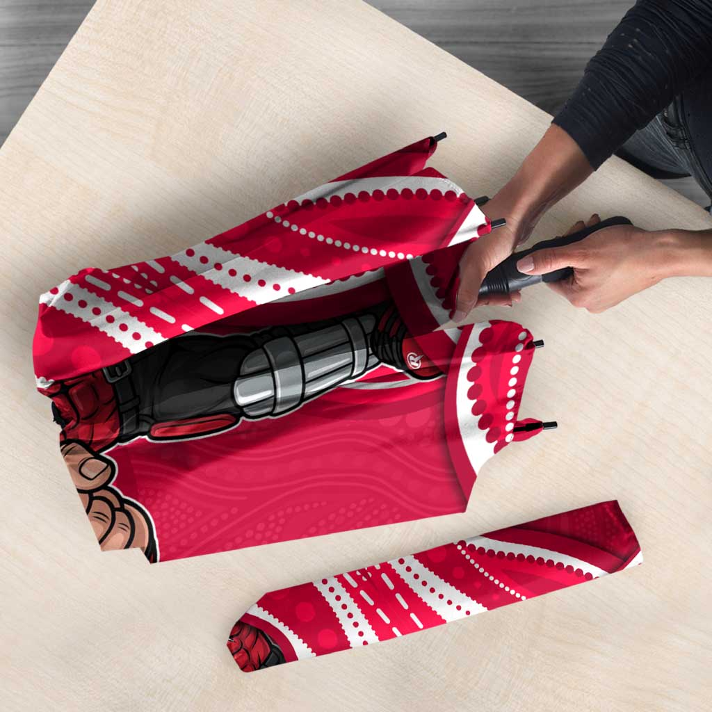 Melbourne Renegades Umbrella Aboriginal Dot Art Red White - Tribal Wave Pattern