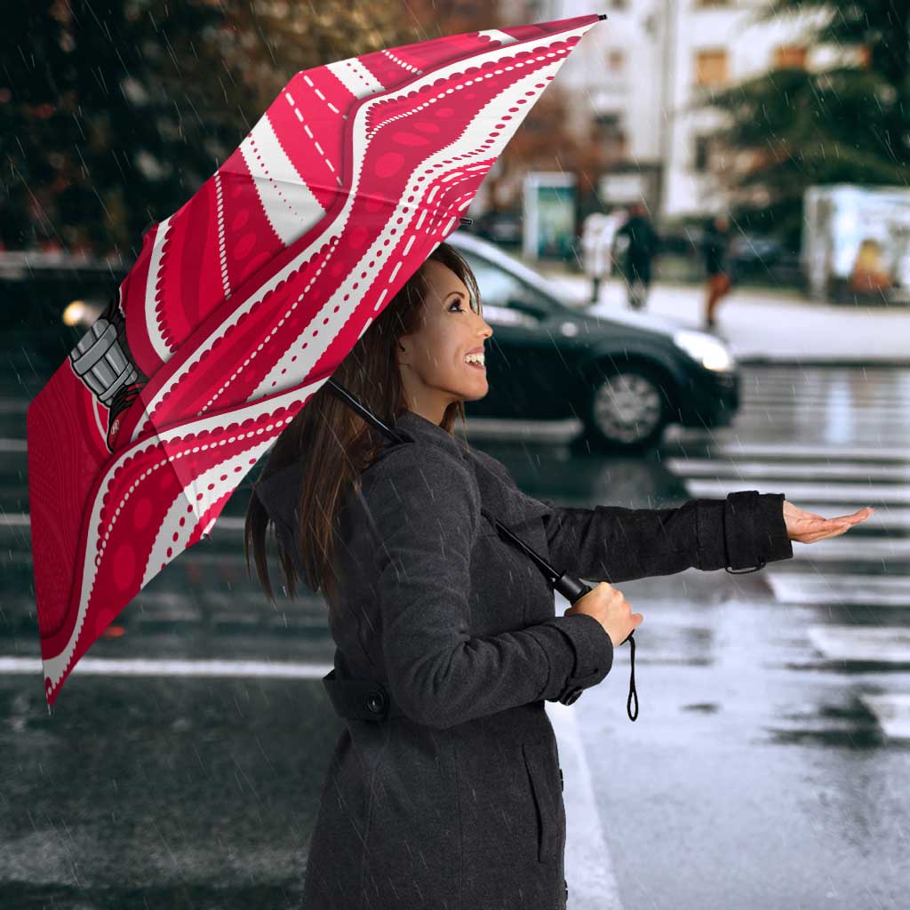Melbourne Renegades Umbrella Aboriginal Dot Art Red White - Tribal Wave Pattern