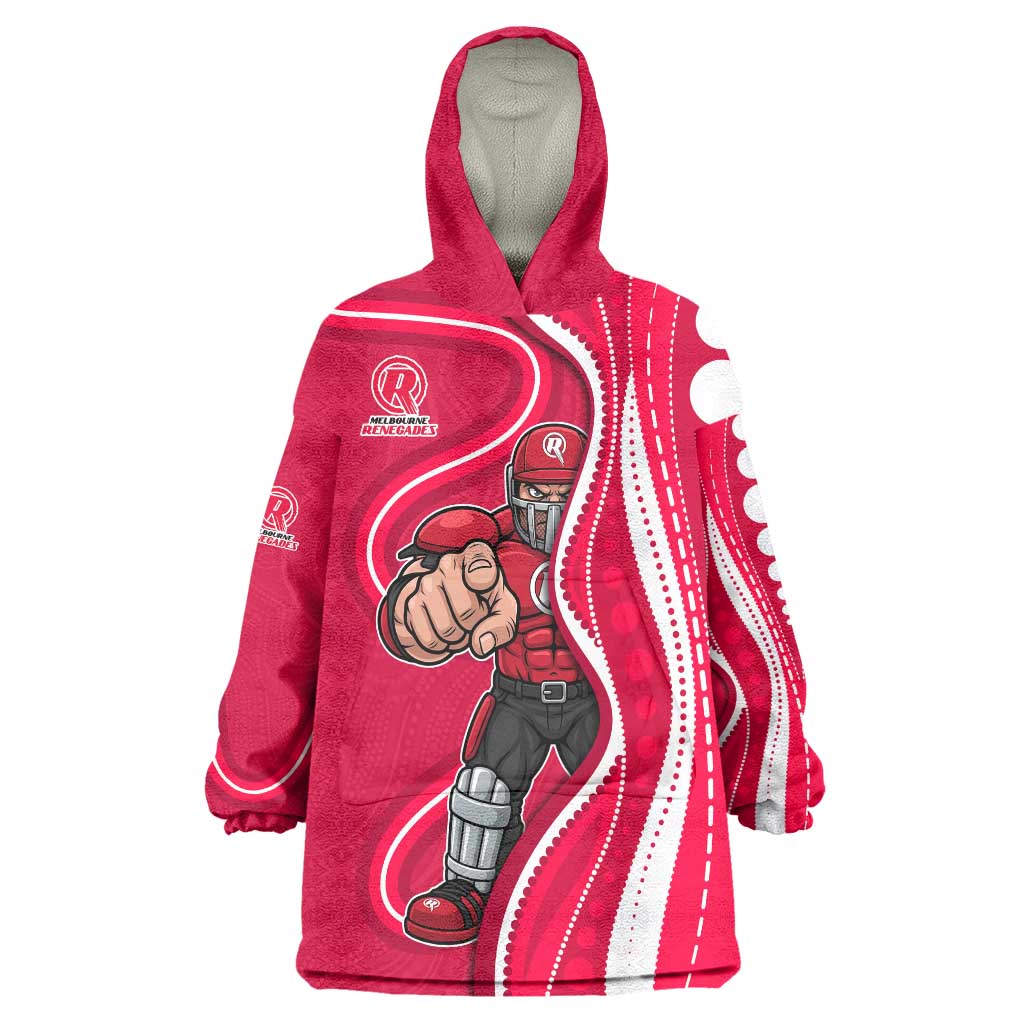 Melbourne Renegades Wearable Blanket Hoodie Aboriginal Dot Art Red White - Tribal Wave Pattern