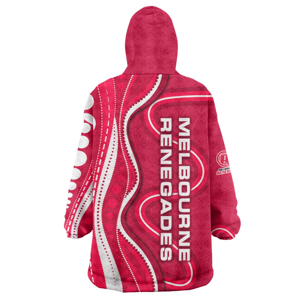 Melbourne Renegades Wearable Blanket Hoodie Aboriginal Dot Art Red White - Tribal Wave Pattern
