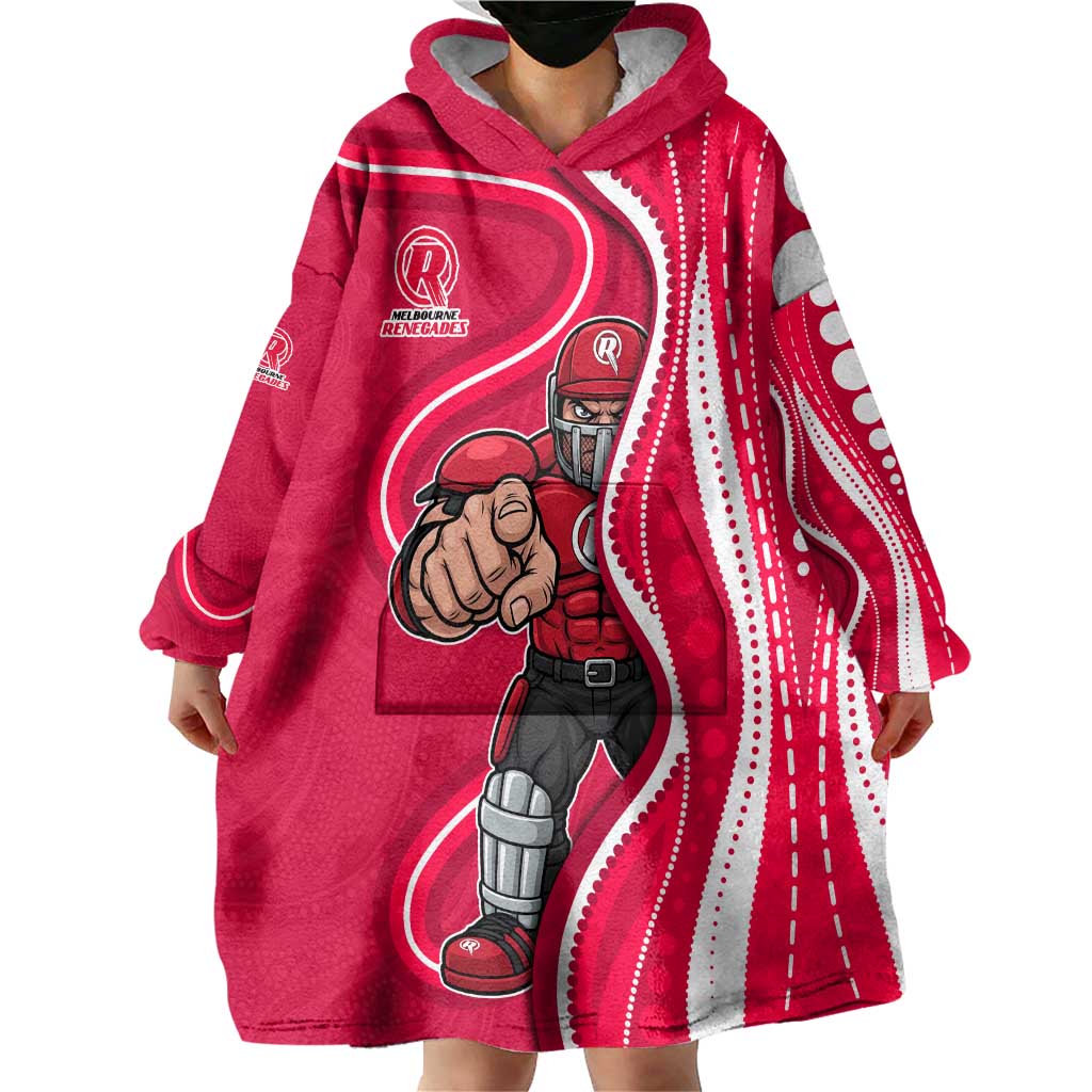 Melbourne Renegades Wearable Blanket Hoodie Aboriginal Dot Art Red White - Tribal Wave Pattern