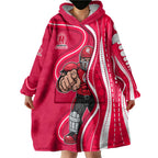 Melbourne Renegades Wearable Blanket Hoodie Aboriginal Dot Art Red White - Tribal Wave Pattern