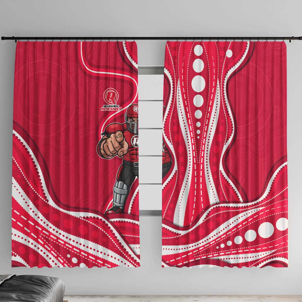 Melbourne Renegades Window Curtain Aboriginal Dot Art Red White - Tribal Wave Pattern