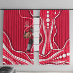 Melbourne Renegades Window Curtain Aboriginal Dot Art Red White - Tribal Wave Pattern