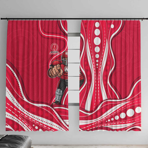 Melbourne Renegades Window Curtain Aboriginal Dot Art Red White - Tribal Wave Pattern