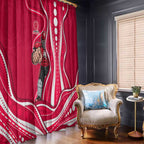 Melbourne Renegades Window Curtain Aboriginal Dot Art Red White - Tribal Wave Pattern