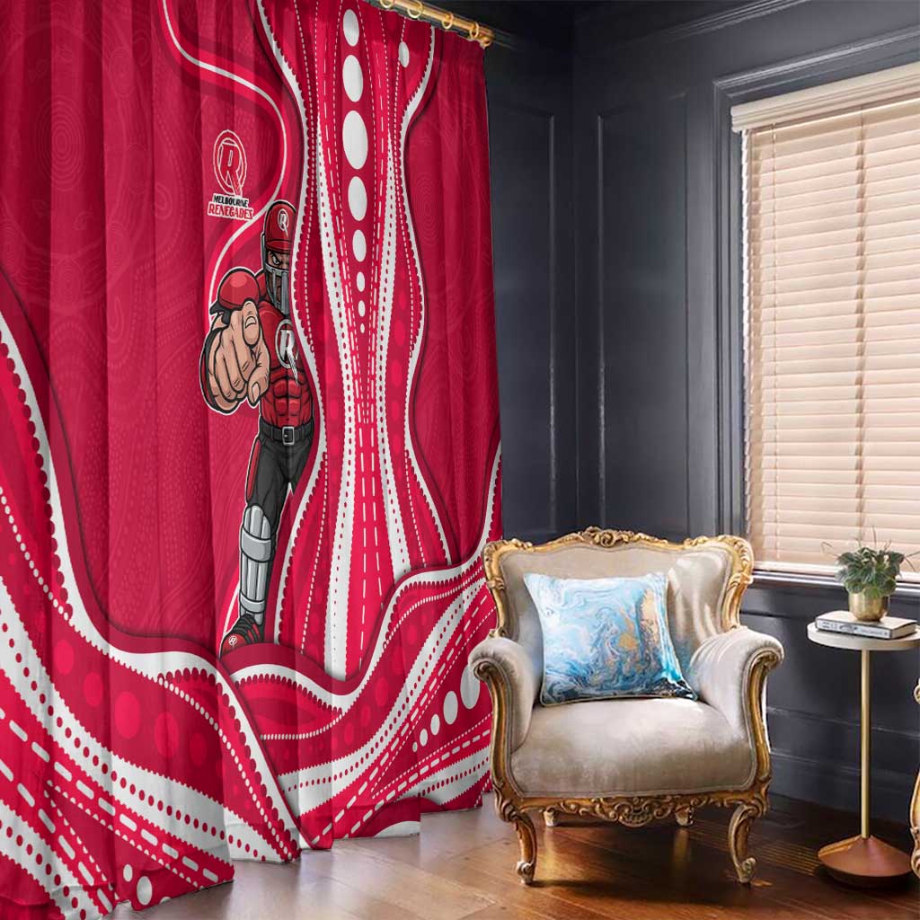 Melbourne Renegades Window Curtain Aboriginal Dot Art Red White - Tribal Wave Pattern