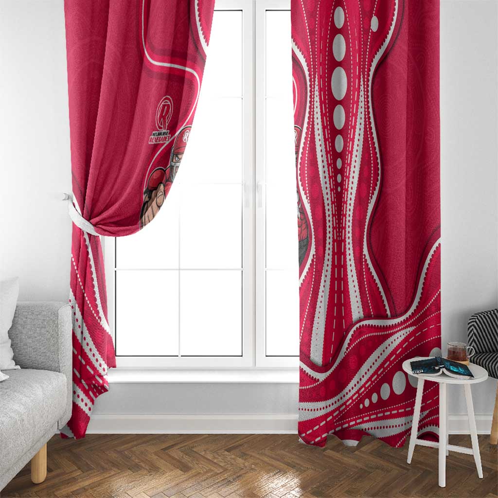 Melbourne Renegades Window Curtain Aboriginal Dot Art Red White - Tribal Wave Pattern