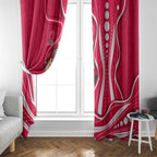 Melbourne Renegades Window Curtain Aboriginal Dot Art Red White - Tribal Wave Pattern
